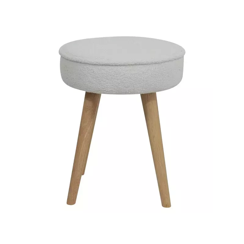 Pouf tissu effet laine bouclette écru - POPY