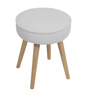 Pouf tissu effet laine bouclette écru - POPY