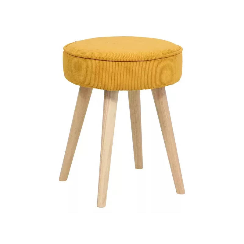 Pouf velours côtelé abricot - POPY