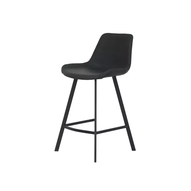 Chaise snack imitation cuir gris foncé - KITA