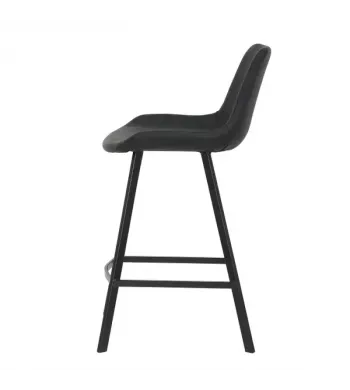 Chaise snack imitation cuir gris foncé - KITA