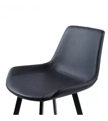 Chaise snack imitation cuir gris foncé - KITA