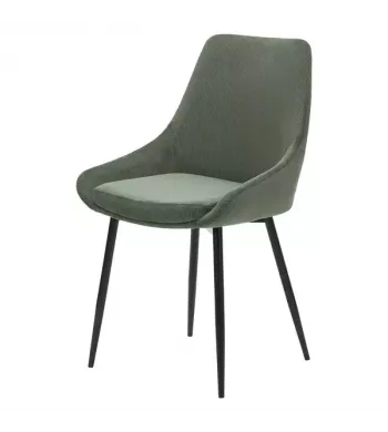 Chaise en velours côtelé vert kaki - BARI