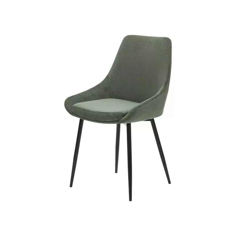 Chaise en velours côtelé vert kaki - BARI