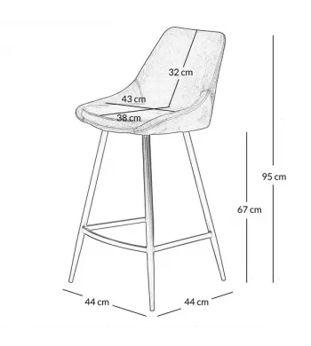 Chaise snack en velours cognac - BARI