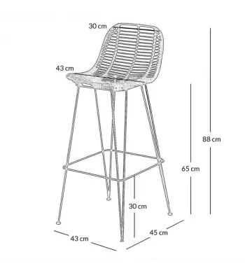 Chaise plan de travail rotin naturel - FRESH