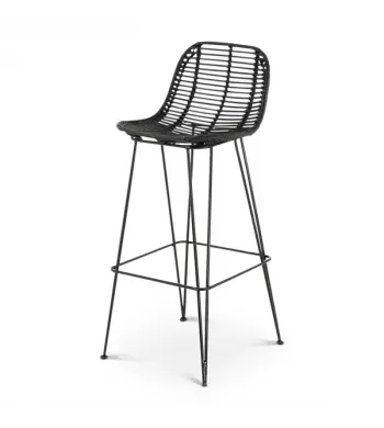 Chaise plan de travail rotin noir - FRESH