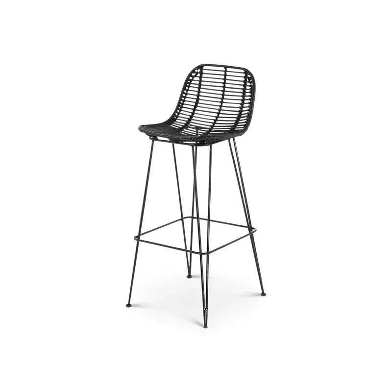 Chaise plan de travail rotin noir - FRESH