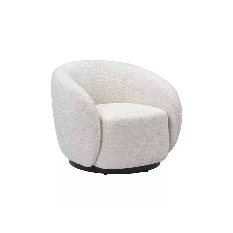 Fauteuil pivotant en tissu effet bouclette beige - ASSA
