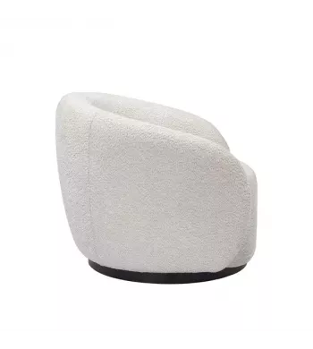 Fauteuil pivotant en tissu effet bouclette beige - ASSA