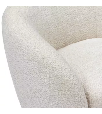 Fauteuil pivotant en tissu effet bouclette beige - ASSA