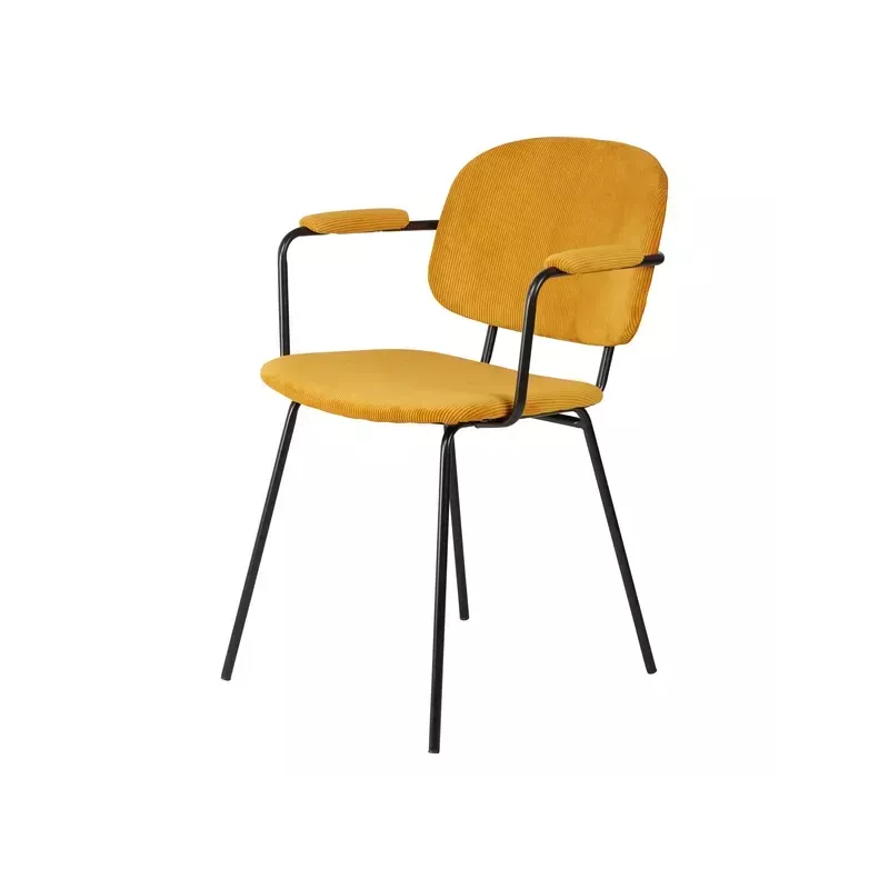 Meta title -  Fauteuil velours côtelé jaune curry - ASTON
