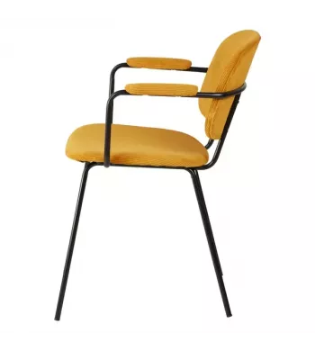 Meta title -  Fauteuil velours côtelé jaune curry - ASTON