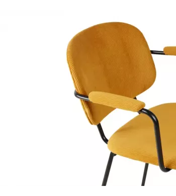 Meta title -  Fauteuil velours côtelé jaune curry - ASTON