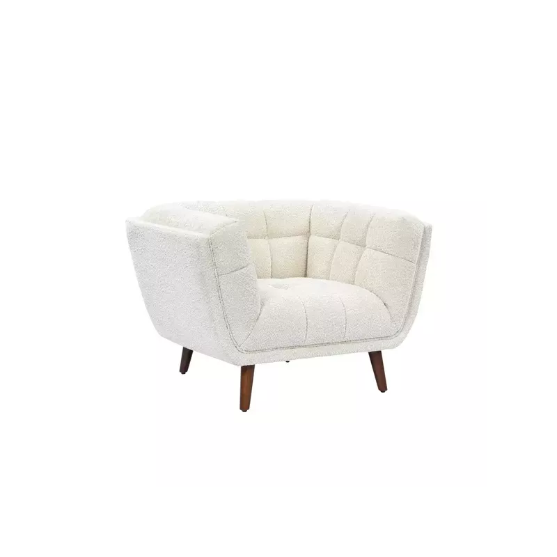 Meta title -  Fauteuil tissu effet bouclette écru BERYL - BERYL