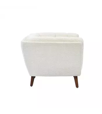 Meta title -  Fauteuil tissu effet bouclette écru BERYL - BERYL