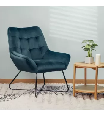 Meta title -  Fauteuil velours gris bleu - KAMI