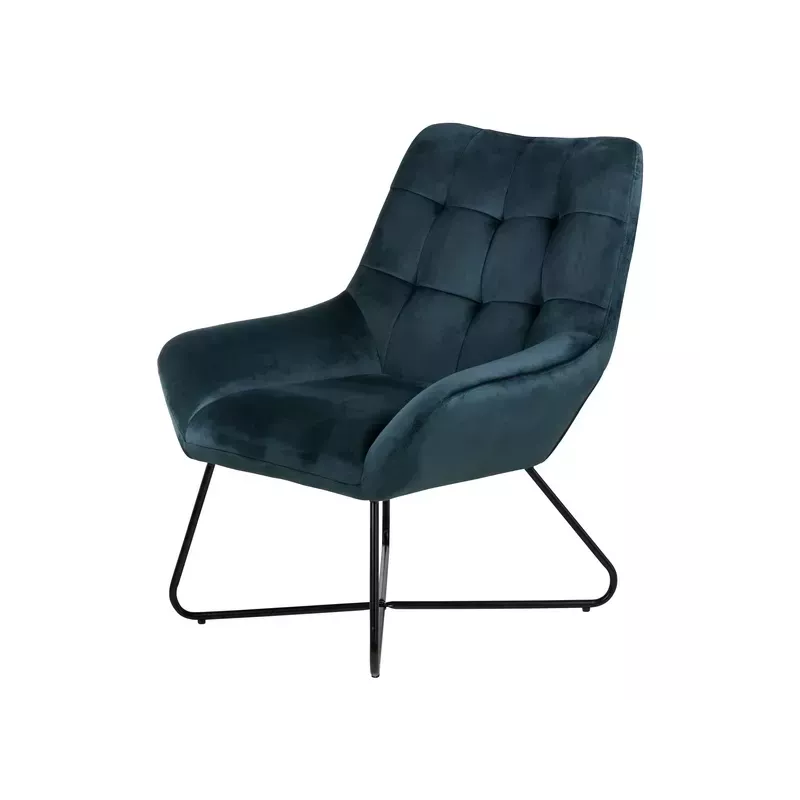 Meta title -  Fauteuil velours gris bleu - KAMI