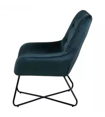 Meta title -  Fauteuil velours gris bleu - KAMI