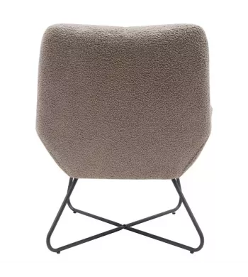 Meta title -  Fauteuil tissu effet laine bouclette gris foncé - KAMI