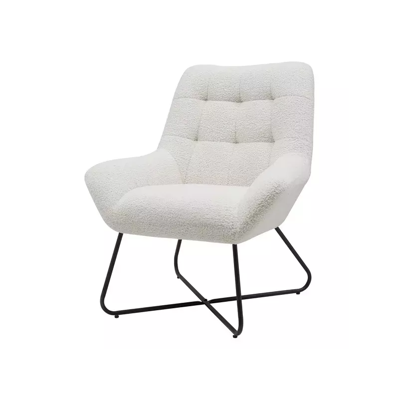 Meta title -  Fauteuil tissu effet laine bouclette blanc - KAMI