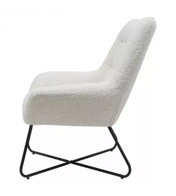 Meta title -  Fauteuil tissu effet laine bouclette blanc - KAMI
