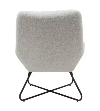 Meta title -  Fauteuil tissu effet laine bouclette blanc - KAMI