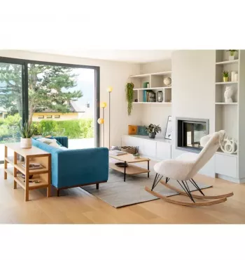 Meta title -  Fauteuil effet laine bouclette blanc - EVY
