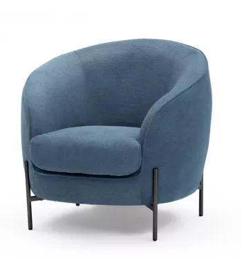 Meta title -  Fauteuil tissu bleu foncé pieds noirs - MOON
