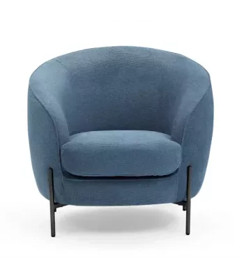 Meta title -  Fauteuil tissu bleu foncé pieds noirs - MOON