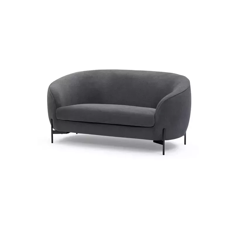 Meta title -  Canapé 2 places tissu anthracite pieds noirs - MOON