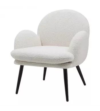 Meta title -  Fauteuil tissu effet laine bouclette blanc - OREO
