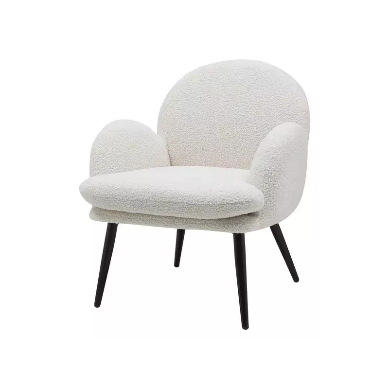 Meta title -  Fauteuil tissu effet laine bouclette blanc - OREO