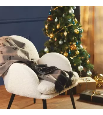 Meta title -  Fauteuil tissu effet laine bouclette blanc - OREO