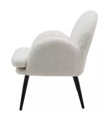 Meta title -  Fauteuil tissu effet laine bouclette blanc - OREO