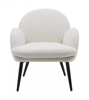 Meta title -  Fauteuil tissu effet laine bouclette blanc - OREO