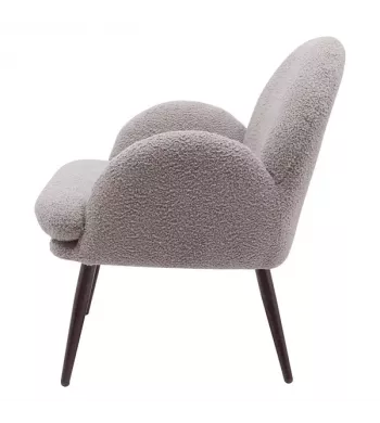 Meta title -  Fauteuil tissu effet laine bouclette gris foncé - OREO