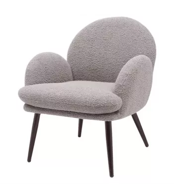 Meta title -  Fauteuil tissu effet laine bouclette gris foncé - OREO