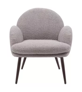 Meta title -  Fauteuil tissu effet laine bouclette gris foncé - OREO