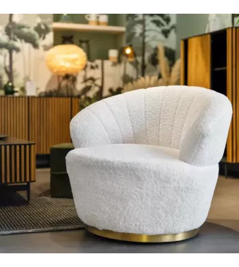 Meta title -  Fauteuil écru effet mohair - VENUS