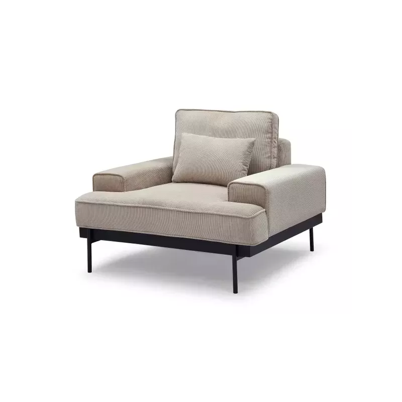 Meta title -  Fauteuil velours côtelé beige - YOKO