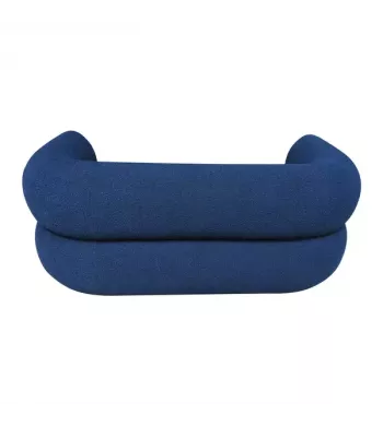 Meta title -  Canapé 2 places tissu bouclette bleu foncé - MELKI