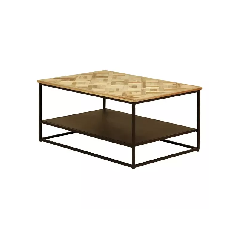 Meta title -  Table basse teck recyclé 90cm noir