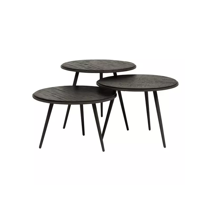 Meta title -  Tables basses gigognes teck recyclé 54cm - Set de 3