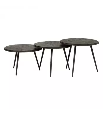 Meta title -  Tables basses gigognes teck recyclé 54cm - Set de 3
