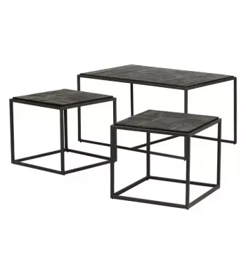 Meta title -  Tables basses gigognes teck recyclé - Set de 3