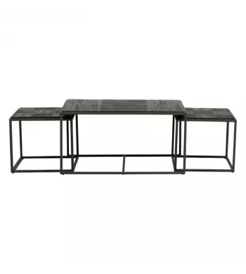 Meta title -  Tables basses gigognes teck recyclé - Set de 3