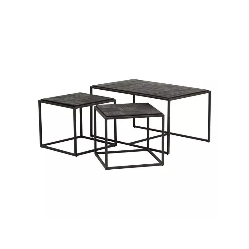Meta title -  Tables basses gigognes teck recyclé - Set de 3