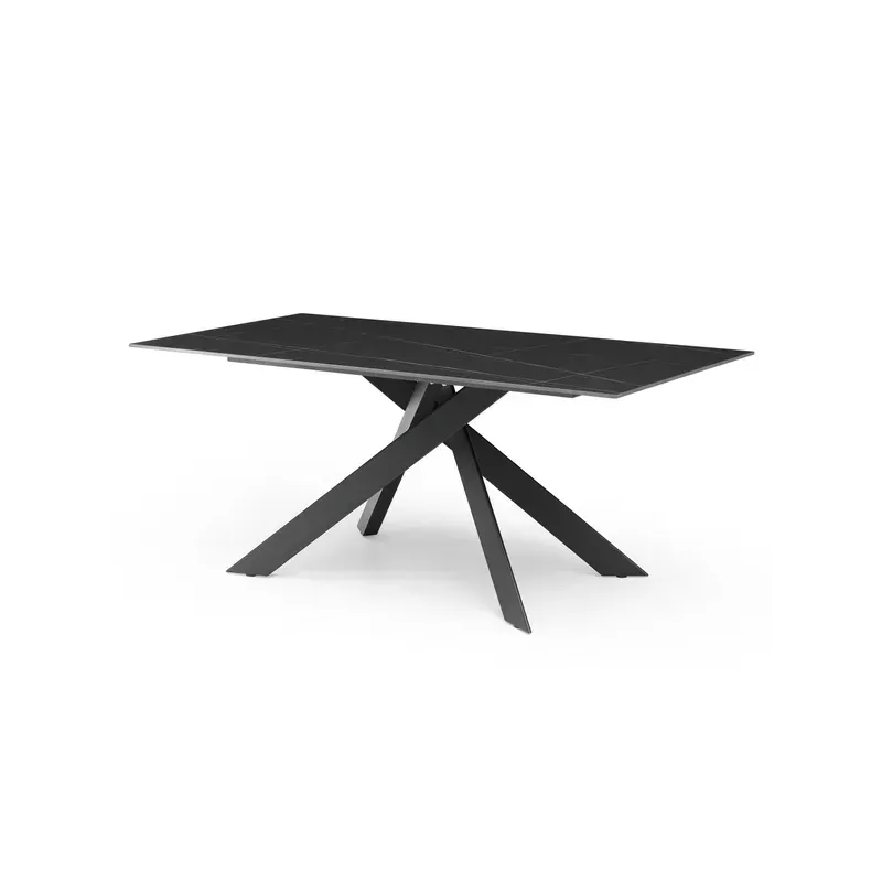 Meta title -  Table repas 180cm céramique Nero Dorato Mat noire