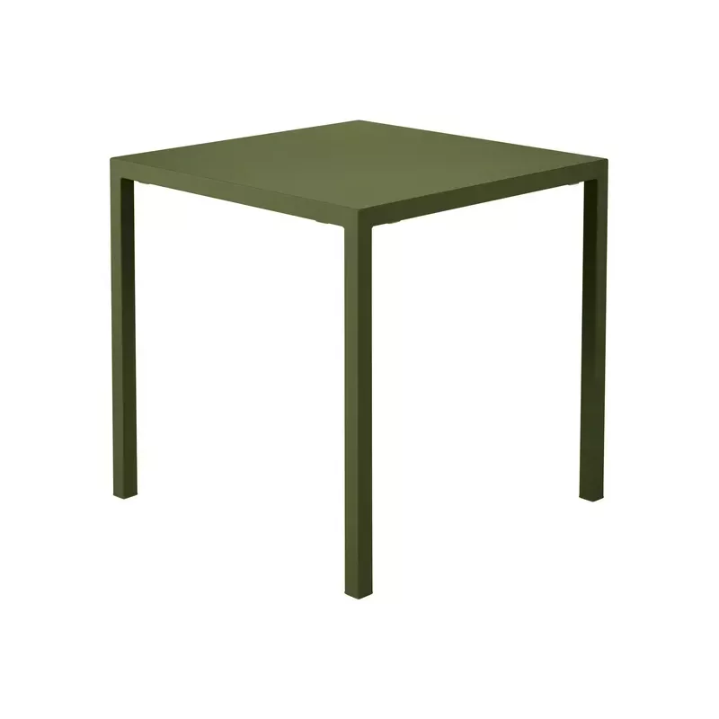 Meta title -  Table repas carré outdoor 80cm métal vert foncé